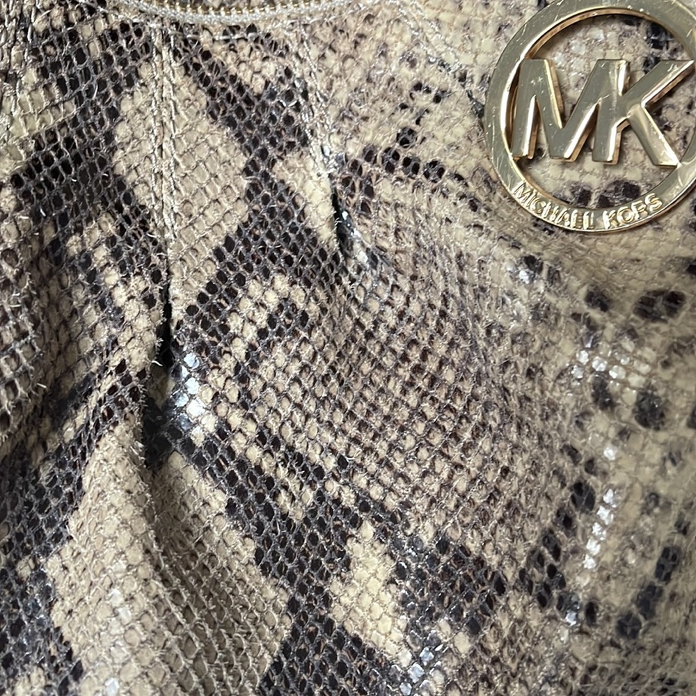 Michael Kors Beige/Black Python Effect Leather Fu… - image 7